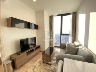 Modern living room with city view