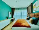 Bright and colorful bedroom with modern design