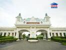 Elegant historical building with ornate facade and landscaping