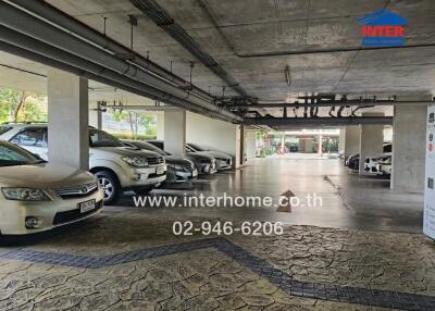 Spacious covered parking facility in a residential building