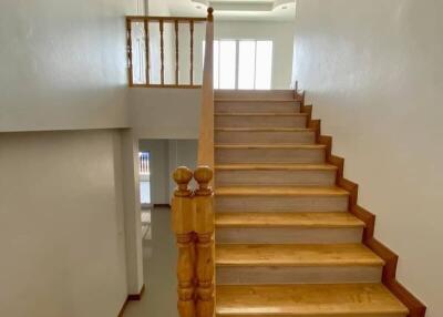 Elegant wooden staircase in a modern home