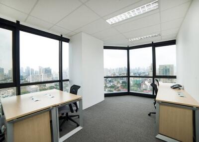 Spacious modern office space with panoramic city views