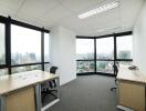 Spacious modern office space with panoramic city views