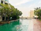 Outdoor swimming pool in a residential complex