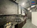 Modern kitchen with gray walls and industrial decor