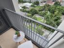 Cozy balcony with modern furniture overlooking the city