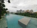 Luxurious rooftop infinity pool overlooking the city skyline