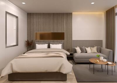 Stylish modern bedroom with comfortable furnishings