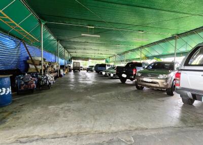 Spacious covered garage with multiple parking spaces