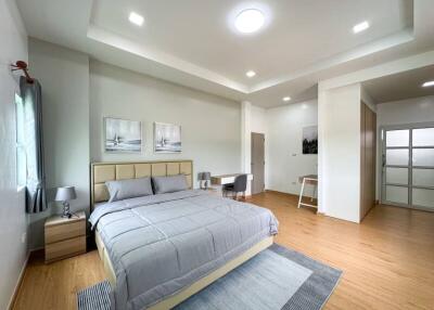 Spacious and modern bedroom with ample natural light