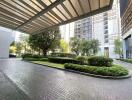 View of modern building with landscaped garden