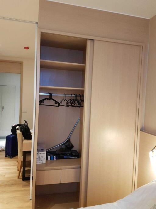 Bedroom with wooden wardrobe