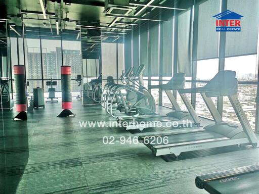 Well-equipped gym with city view