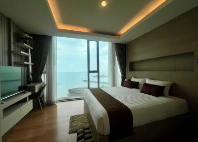 Modern bedroom with ocean view