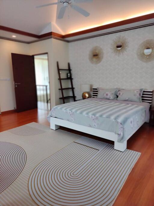 Spacious bedroom with modern decor