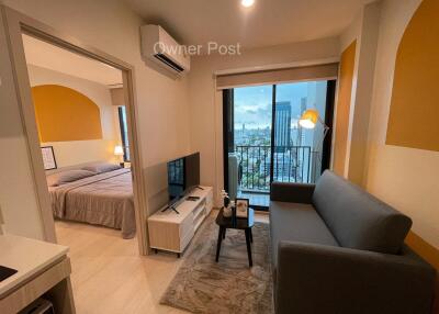 Modern living room with balcony view