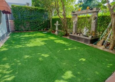 Spacious garden with well-maintained lawn