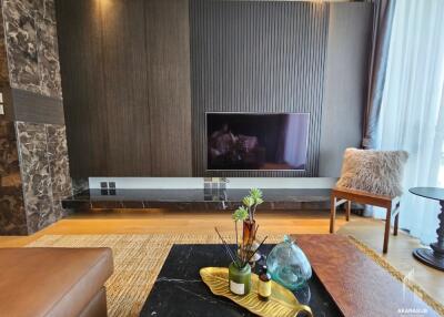 Modern living room with TV and decorative items