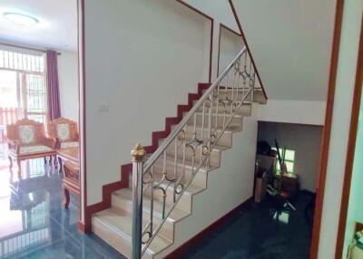 Modern living room with staircase