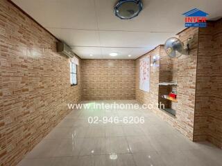 Interior view of a room with tiled walls and floors