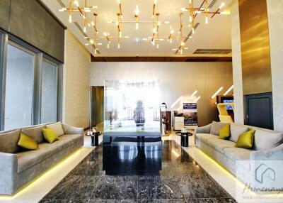 Modern lobby with contemporary furniture and lighting