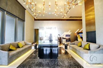 Modern lobby with contemporary furniture and lighting