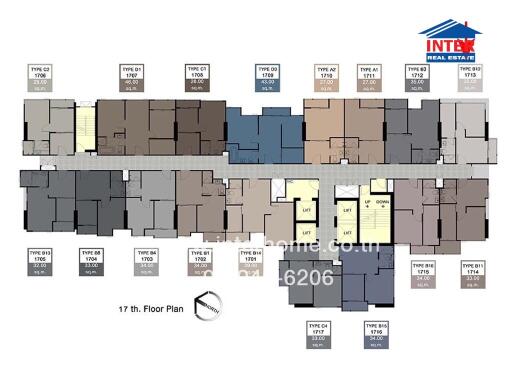 17th floor plan of a multi-unit residential building