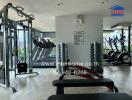 Modern fitness center with various exercise equipment