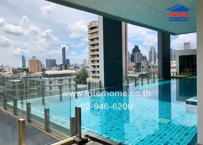 Rooftop swimming pool with city view