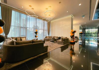 Modern lobby with contemporary seating and decor