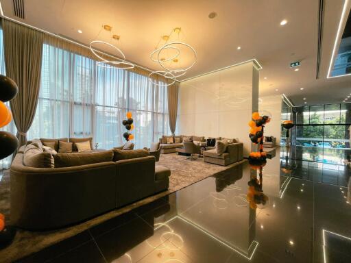 Modern lobby with contemporary seating and decor