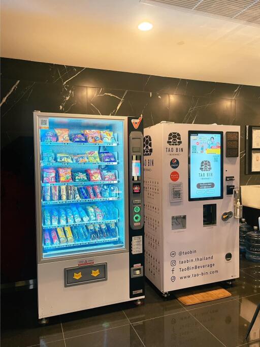 Vending machines in a building lobby