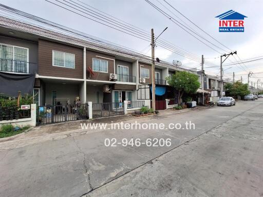 Exterior view of townhouses in a residential area