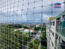 View from a high-rise building with safety netting