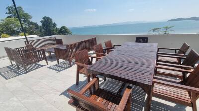 Outdoor seating area with ocean view