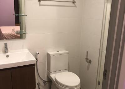 Modern bathroom with sink, toilet and shower