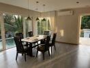 Elegant dining area with pool view