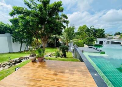 Beautiful backyard with pool and garden