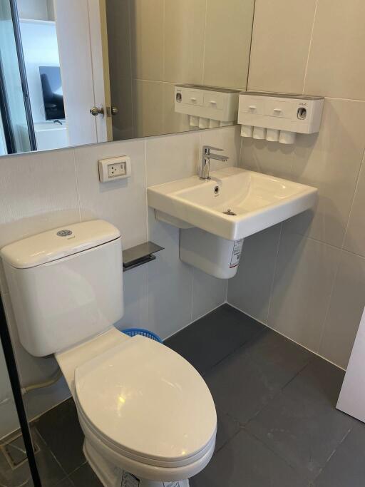 Modern bathroom with sink and toilet