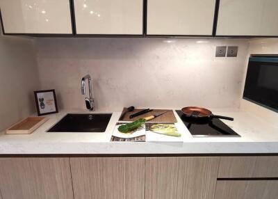 Modern kitchen with sleek cabinetry and integrated appliances