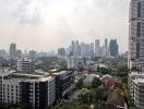 City skyline with high-rise buildings and residential area