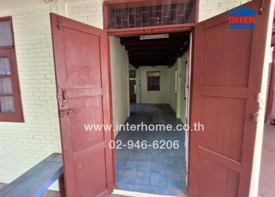 Entrance of a house with open double door
