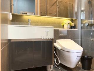 Modern bathroom with vanity and toilet