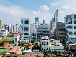 View of urban city buildings from above