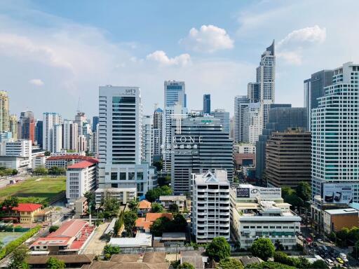 View of urban city buildings from above