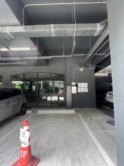 Covered parking area with reserved parking spaces