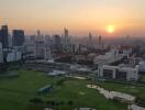 Cityscape view at sunset from a high-rise