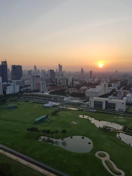 Cityscape view at sunset from a high-rise