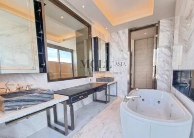Luxurious bathroom with modern amenities