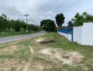 Roadside view with greenery and fences